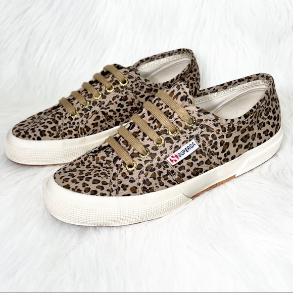 Superga Leopard Print Brown Low Top Lace Up Chunky Canvas Sneakers 37 - Picture 5 of 10
